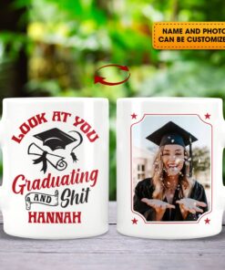 Alternative view of Personalized Look At You Graduating And Shit Funny Print On 2 Sides Ceramic Coffee Mug - Beer Stein - Water Bottle