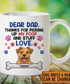 Alternative view of Personalized Dog Breeds Dear Dad Thanks For Picking Up My Poop And Stuff Ceramic Coffee Mug Cup- Beer Stein