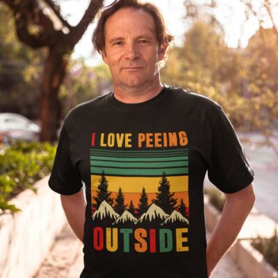 Alternative view of Retro Vintage I Love Peeing Outside Funny Hiking Camping T-Shirt - Hiking Lover Gift