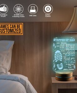 Alternative view of Personalized Stepped Up Dad LED Night Light, Happy Fathers Day Gifts, Best Gift for Step Dad, Custom Name Stepdad Birthday Gift