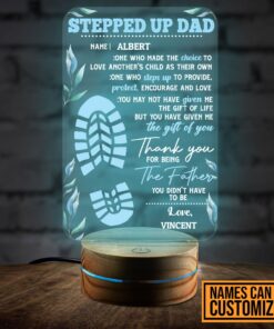 Personalized Stepped Up Dad LED Night Light, Happy Fathers Day Gifts, Best Gift for Step Dad, Custom Name Stepdad Birthday Gift