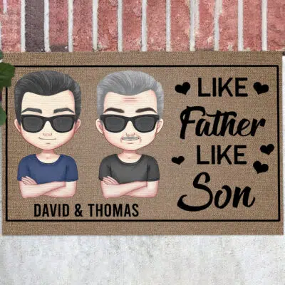 Alternative view of Personalized Like Father Like Son Funny Outdoor House Doormat - Custom Fathers Day Gift From Son