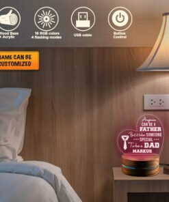 Alternative view of Personalized Fathers Day Gifts Any Man Can Be A Father But It Takes Someone Special To Be A Dad Led Night Light Multi Color - Bedroom Decor
