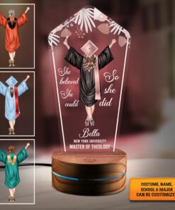 Personalized Graduation Gifts She Believed She Could so She Did Night Light Multi Color - Custom LED Light Decor