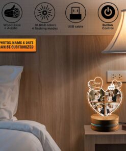 Alternative view of Personalized Photo Night Light Personalized Wedding Gifts For The Couple Led Night Light Multi Color - Bedroom Decor