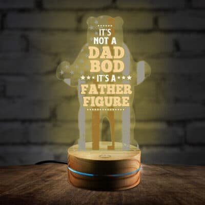 It's Not A Dad Bod It's a Father Figure Birthday Gifts for Dad From Daughter Son Night Light - Fathers Day Gift- Dad Bod American Flag LED Light