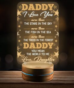 To My Dad Night Light from Daughter Son - Daddy I Love You More Than The Stars Gift Birthdays Led Light