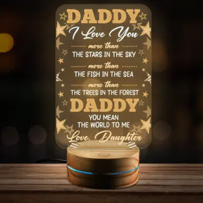 To My Dad Night Light from Daughter Son - Daddy I Love You More Than The Stars Gift Birthdays Led Light