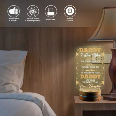 Alternative view of To My Dad Night Light from Daughter Son - Daddy I Love You More Than The Stars Gift Birthdays Led Light
