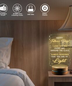 Alternative view of Happy Fathers Day Gifts - I Love You Dad Everyday Around the Clock Always Remember that You Are My Light LED Night Light