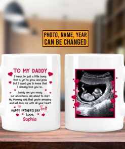 Alternative view of Personalized To My Daddy I Know I'm Just A Little Bump Print On 2 Sides Ceramic Coffee Mug - Beer Stein