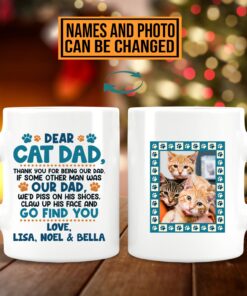 Personalized Cat Breeds Dear Cat Dad Thank You For Being Our Dad Print On 2 Sides Ceramic Coffee Mug