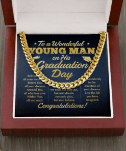 To A Wonderful Young Man On His Graduation Day Cuban Link Chain Necklace - Graduation Necklace Gifts For Men