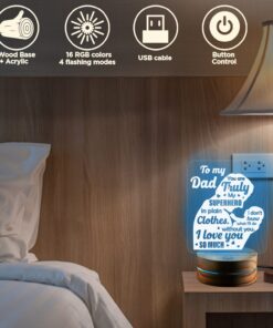 Alternative view of Best Dad Birthday Gifts from Daughter Son To My Dad You are Truly my Hero Night Light - Fathers Day Gifts