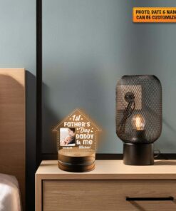 Alternative view of Personalized Photo Fathers Day Gifts 1st Father's Day Daddy and Me Led Night Light Multi Color - Bedroom Decor