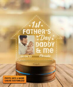 Personalized Photo Fathers Day Gifts 1st Father's Day Daddy and Me Led Night Light Multi Color - Bedroom Decor
