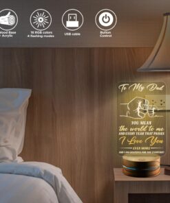 Alternative view of To My Dad You Mean The World To Me Night Light, Best Dad Birthday Gifts from Daughter Son - Fathers Day Gifts for Dad
