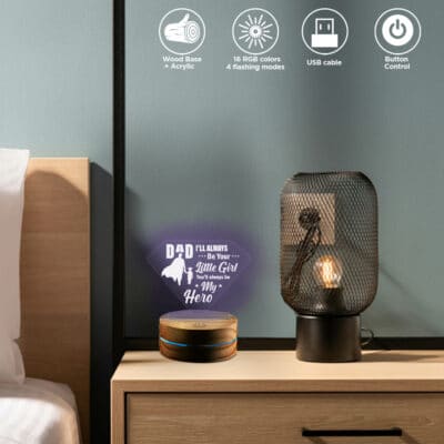Fathers Day Gifts Dad I'll Always Be Your Little Girl You'll Always Be My Hero Led Night Light Multi Color - Bedroom Decor