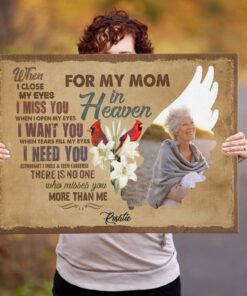 Alternative view of Personalized Photo Memorial Gifts For My Mom in Heaven I Miss You Gallery Wrapped Canvas Print - Home Decor Wall Art - Poster
