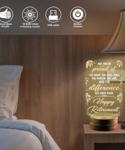 Alternative view of May You Be Proud of The Work You Have Done the Person You Are and The Difference You Have Made Happy Retirement Night Light - Retirement Gift
