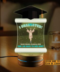 Personalized Graduation Gifts I Graduated Can I Go Back To Bed Now Led Night Light Multi Color - Bedroom Decor