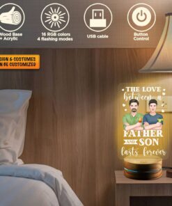 Alternative view of Personalized Father and Son Gifts The Love Between A Father And Son Lasts Forever Led Night Light Multi Color - Bedroom Decor