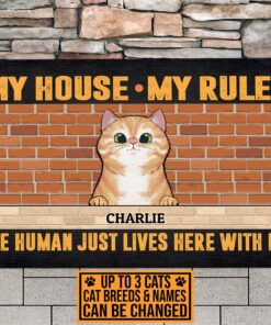 Alternative view of Personalized Cat Breeds Our House Our Rules The Human Just Lives Here With Us House Doormat - Outdoor Doormat