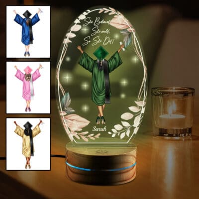 Alternative view of Personalized She Believed She Could So She Did Night Light Gifts for Senior From Mom Dad