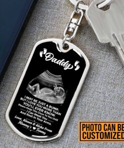 Alternative view of Personalized Photo I May Just Be A Bump Dog Tag Keychain - Dad To Be Gifts - Expecting Dad Gifts