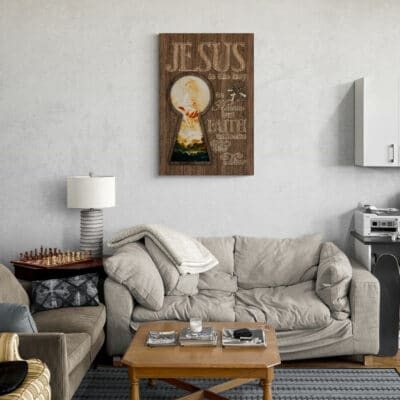 Alternative view of Jesus Is the Key to Heaven but Faith Unlocks Gallery Wrapped Framed Canvas Prints - Unframed Poster - Home Decor Wall Art