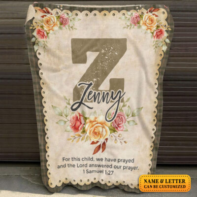 Alternative view of Girls Bible Verse Paper Baby Throw Blanket - Personalized Girl Monogram Blanket - Baby Girl Gift - Baptism Gift - Christening Gift