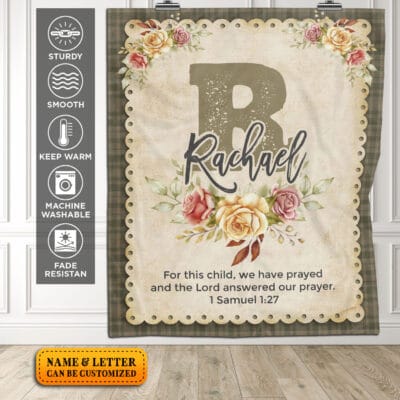 Girls Bible Verse Paper Baby Throw Blanket - Personalized Girl Monogram Blanket - Baby Girl Gift - Baptism Gift - Christening Gift