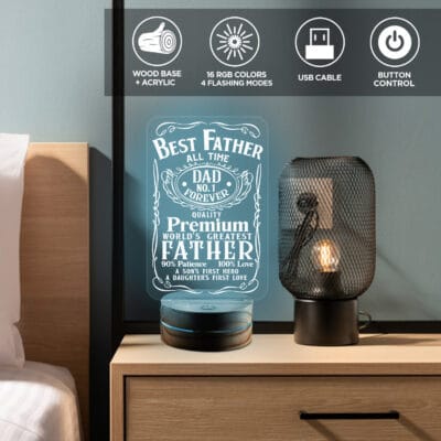 Best Father All Time World's Greatest Father 2D Night Light - Father's Day Night Light Gifts