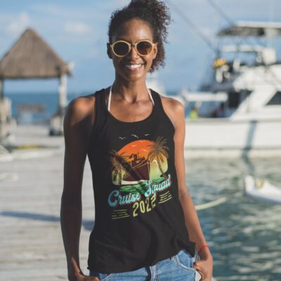 Alternative view of Cruise Squad 2022 Retro Vintage Cotton Tank Top Tee - Ladies Racerback Tank