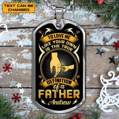 Alternative view of Custom Stepped up Dad to Love Me Like Your Own Bonus  Dog Tag Pendant Keychain - Father's Day Gift