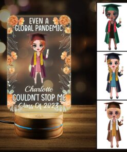 Personalized Clipart Even A Global Pandemic Night Light - Graduation Gifts for Her Him - Custom Class of 2023 Graduation Grad Led Light Gifts