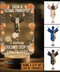 Alternative view of Personalized Class of 2023 Graduation Night Light Gift - Custom Clipart Even A Global Pandemic Grad LED Light Gifts