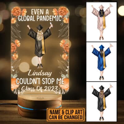 Alternative view of Personalized Class of 2023 Graduation Night Light Gift - Custom Clipart Even A Global Pandemic Grad LED Light Gifts