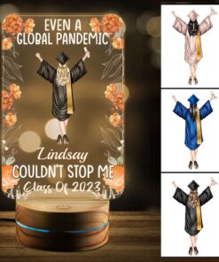 Personalized Class of 2023 Graduation Night Light Gift - Custom Clipart Even A Global Pandemic Grad LED Light Gifts