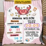 Personalized Birth Zodiac Blanket for Baby Girls - Customized Baby Blanket Name, Birth Date, Weight, Length