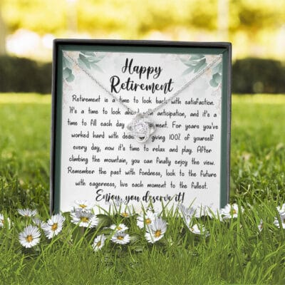 Happy Retirement Message Card Jewelry Gifts - Retirement Appreciation Gift for Mom,Boss,Teachers,Nurse,Friends,Wife,Sister Sterling Necklace