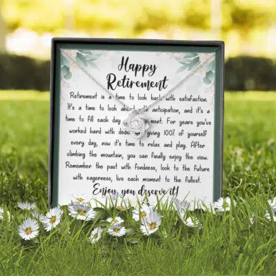 Happy Retirement Message Card Jewelry Gifts - Retirement Appreciation Gift for Mom,Boss,Teachers,Nurse,Friends,Wife,Sister Sterling Necklace