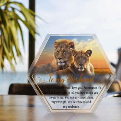 To My Husband Always Remember That I Love You Hexagon Acrylic Plaque Anniversary Wedding Gift