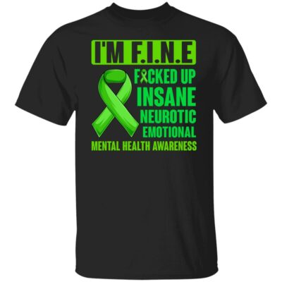 3VT. Menal Health I'm Fine 3, Black, Unisex T-Shirt