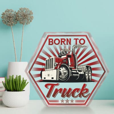 Born To Truck Keepsake and Paperweight - Gifts for Truck Driver - Trucker Acrylic Plaque - Gifts for Dad, Father, Grandpa, Husband