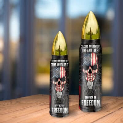Alternative view of Second Amendment Come And Take It In Defense Of Freedom Bullet Shape Insulated Tumbler With Lid