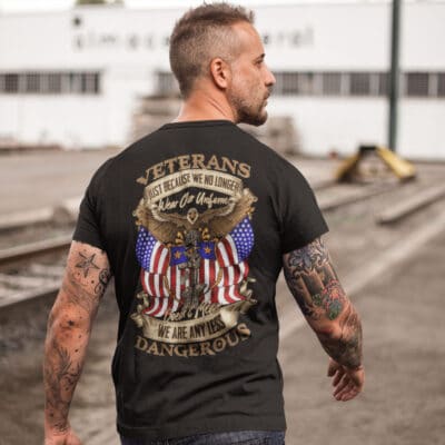 Alternative view of Veterans Just Because We No Longer Wear Out Uniform US Veteran Print On Back T-Shirt Only