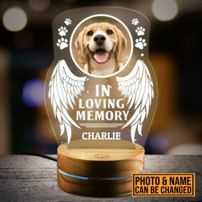 Personalized Dog Name In Loving Memory LED Light - You In My Heart Loving Dog Custom Garden Memory Light
