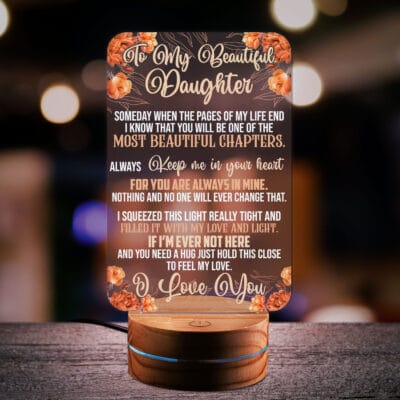 To My Beautiful Daughter Night Light, Daughter Gifts, Beautiful Daughter LED Light, Christmas Gifts for Daughter
