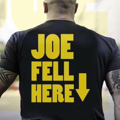 Alternative view of Joe Fell Here Funny Political Print On Back T-Shirt